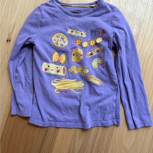 Mini Boden Purple Kids Pasta Graphic Long Sleeve Tee